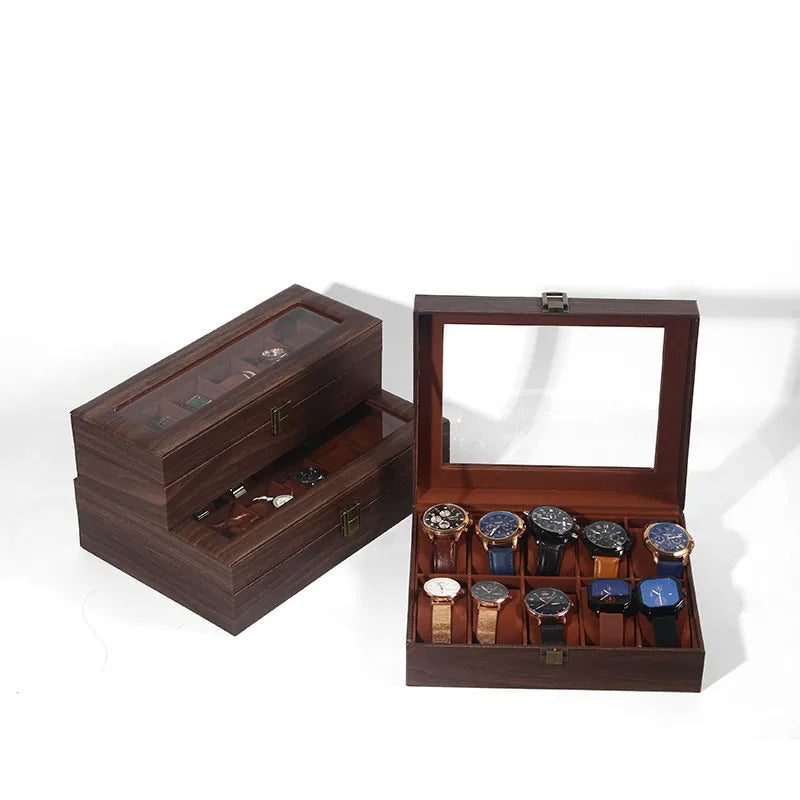 DELESYS Eco-Friendly Leather Classic Best Selling Style Dust-Proof Watch Storage Display Box With Lock  Glass Window Watch Box