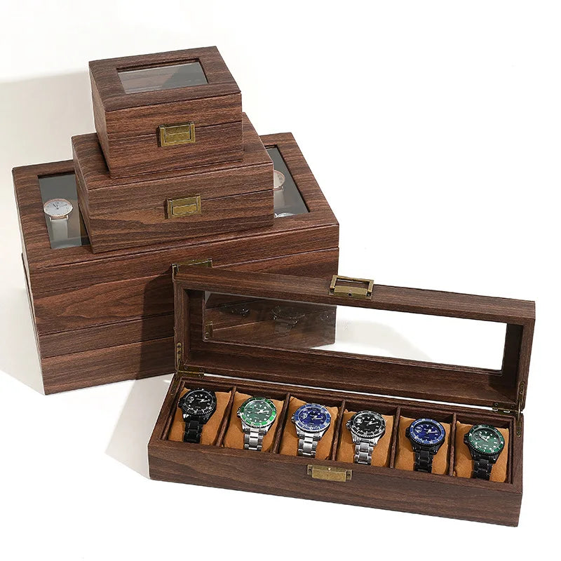 DELESYS Eco-Friendly Leather Classic Best Selling Style Dust-Proof Watch Storage Display Box With Lock  Glass Window Watch Box